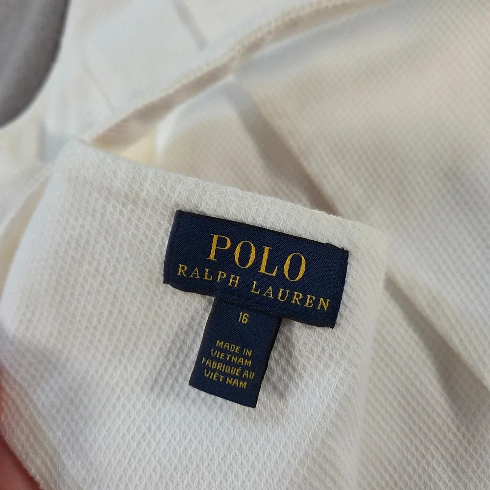 Polo Ralph Lauren Dress Girls 16 XL White Flare Racer Back Sleeveless Midi